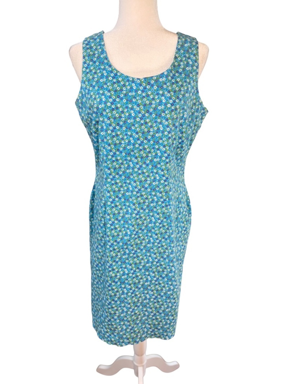 Betsy Lauren Vintage Blue Ditsy Floral Sheath Dress Size 12